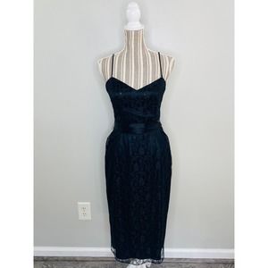 Vintage Black Lace Wiggle Dress Size XS Semi Formal Date Night Event Pin Up Goth